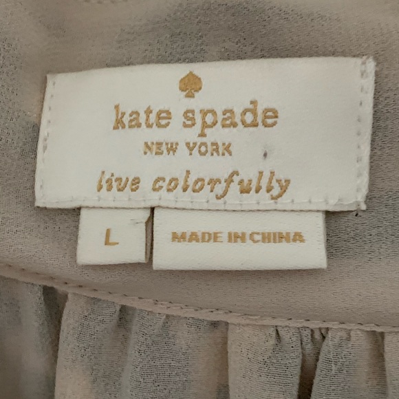 Kate Spade Silk Leopard Print Clipped Metallic Dot Blouse Tie Neck Size L - Picture 5 of 9